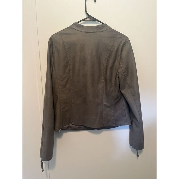 Kaari Blue Faux Leather Jacket Gray‎ Size Large - Picture 4 of 4